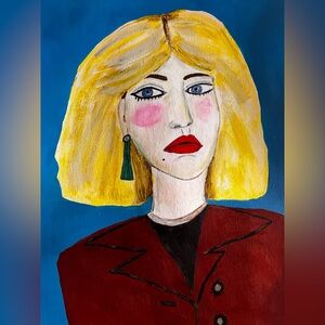 Original art abstract Painting of 80s inspired woman